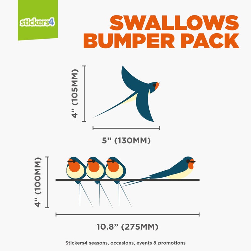 Stickers4 Swallows Bird Window Clings | Colourful Window Decals to Prevent Bird Strikes | Double-Sided - Image 3